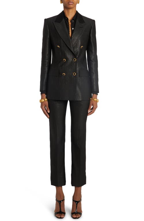 TOM FORD Broken Metallic Double Breasted Blazer Black at Nordstrom, Us