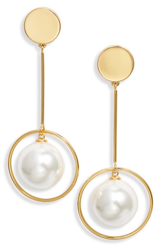 Shop Lele Sadoughi Pendulum Linear Drop Earrings In Pearl
