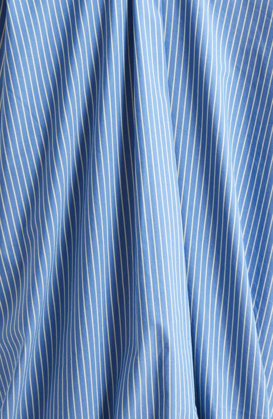 Shop Cinq À Sept Sutton Stripe Balloon Hem Long Sleeve Shirtdress In Oxford Blue/ Chamomile