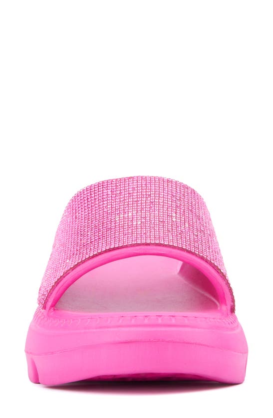 Shop Olivia Miller Glitter Gaze Platform Slide Sandal In Fuchsia