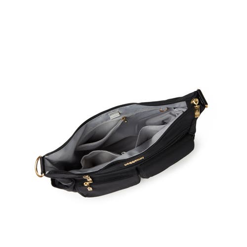 Baggallini Modern Everywhere Hobo Crossbody Bag With Wristlet In Black With Gold Hardware