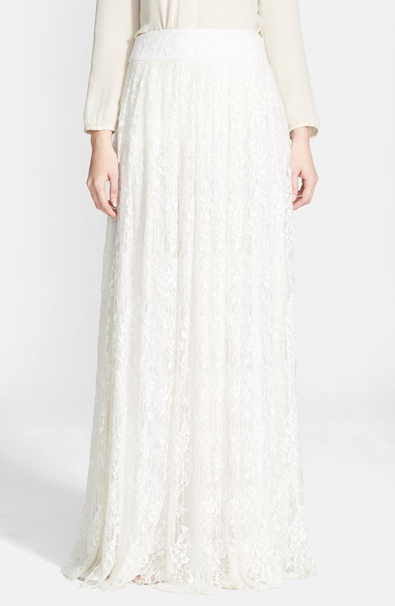Alice + Olivia 'Caprice' Pleated Lace Maxi Skirt | Nordstrom