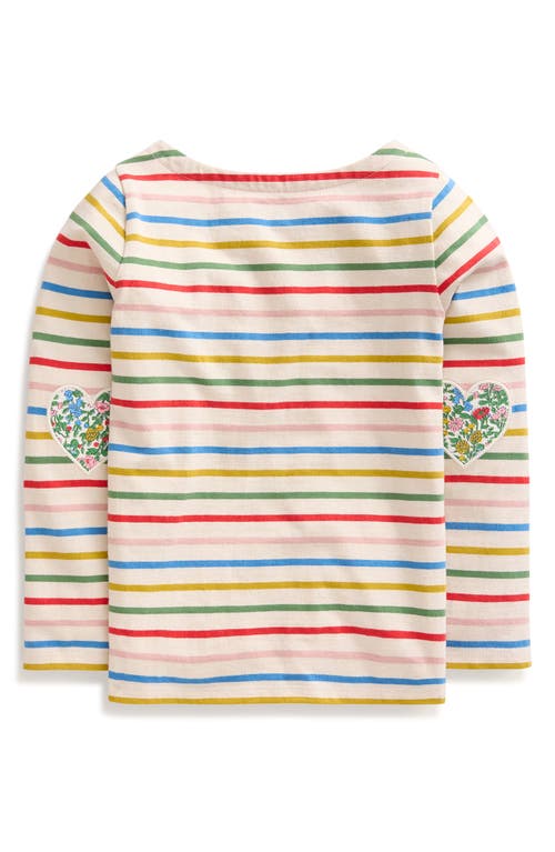 MINI BODEN MINI BODEN KIDS' ELLA BRETON STRIPE ELBOW PATCH LONG SLEEVE COTTON T-SHIRT 