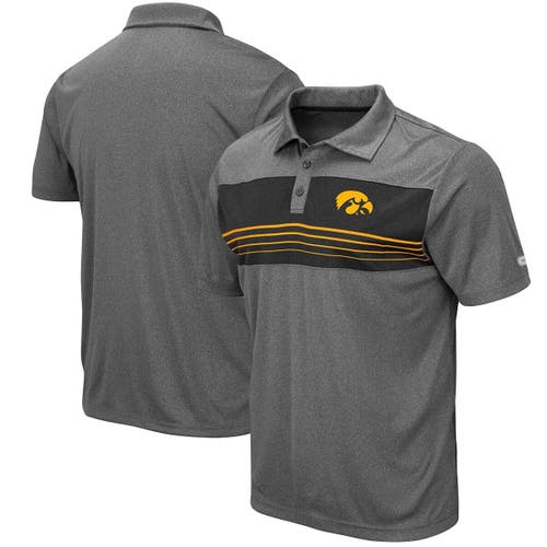 COLOSSEUM Men's Colosseum Heathered Charcoal Iowa Hawkeyes Smithers Polo in Heather Charcoal