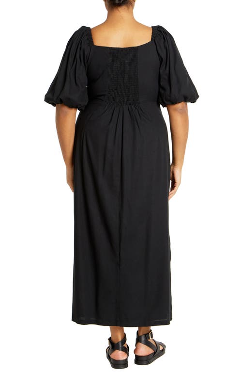 City Chic Twist Cutout Puff Sleeve Dress In Black