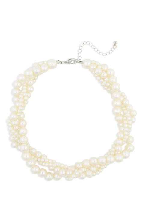 Cluster Imitation Pearl Collar Necklace