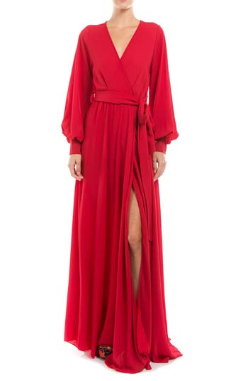 Meghan La Women's Venus Belted Maxi Dress In Cherry