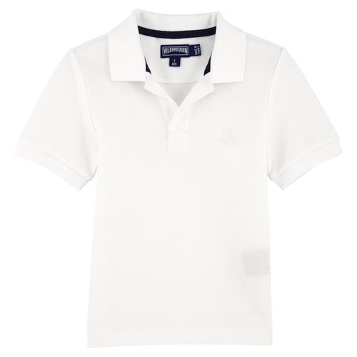 Shop Vilebrequin Kids' Solid Cotton Polo In Blanc