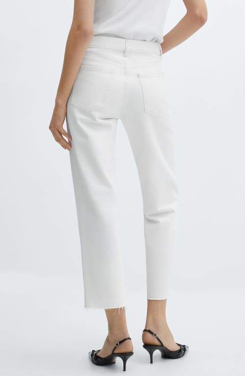 MANGO MANGO BLANCA RAW HEM MID RISE CROP STRAIGHT LEG JEANS 