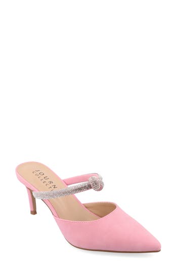 Journee Collection Lunna Crystal Embellished Pump In Pink