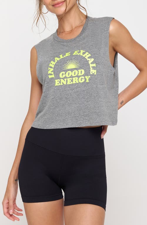 Spiritual Gangster Good Energy Callie Graphic Crop Tank Heather Grey at Nordstrom,