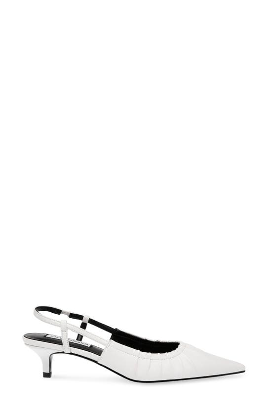 Shop Steve Madden Syrie Kitten Heel Slingback Pointed Toe Pump In White Leather