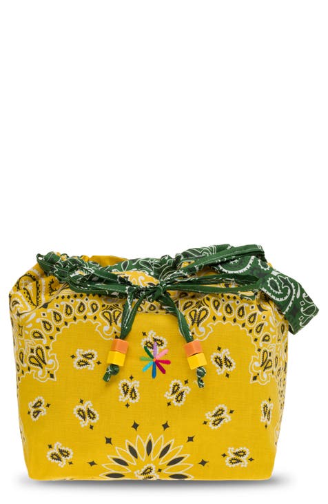 Yellow Silk Designer Shoulder Bucket Bag