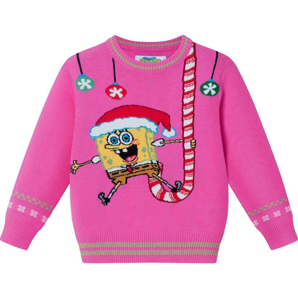 Andy & Evan Kids' SpongeBob SquarePants™ Christmas Jacquard Sweater in Pink