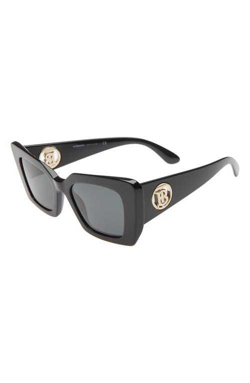 Shop Burberry 51mm Square Sunglasses In Black/dark Grey