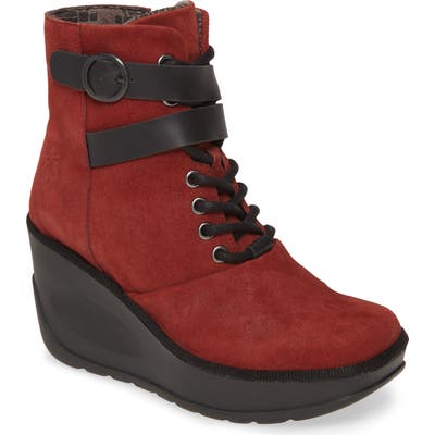 Fly London Jabi Wedge Bootie, Red