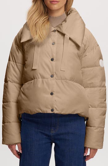 Noize Crop Puffer Jacket In Desert