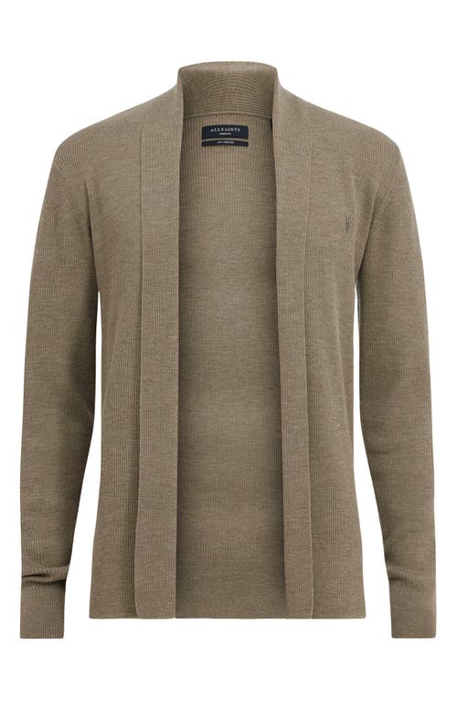 Allsaints Mode Regular Fit Merino Wool Open Cardigan Sweater In Taylor Green