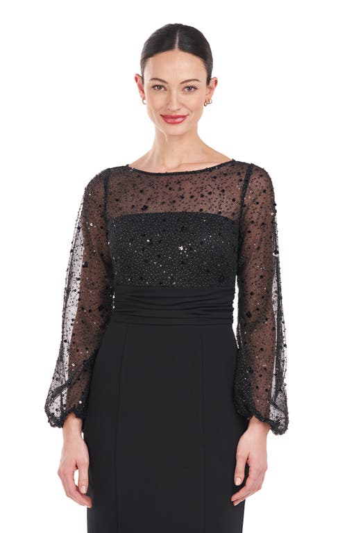 Shop Js Collections Bristol Sequin Bodice Long Sleeve Sheath Dress In Black