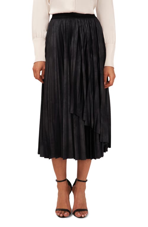 halogen(r) Pleated Faux Wrap Skirt in Rich Black