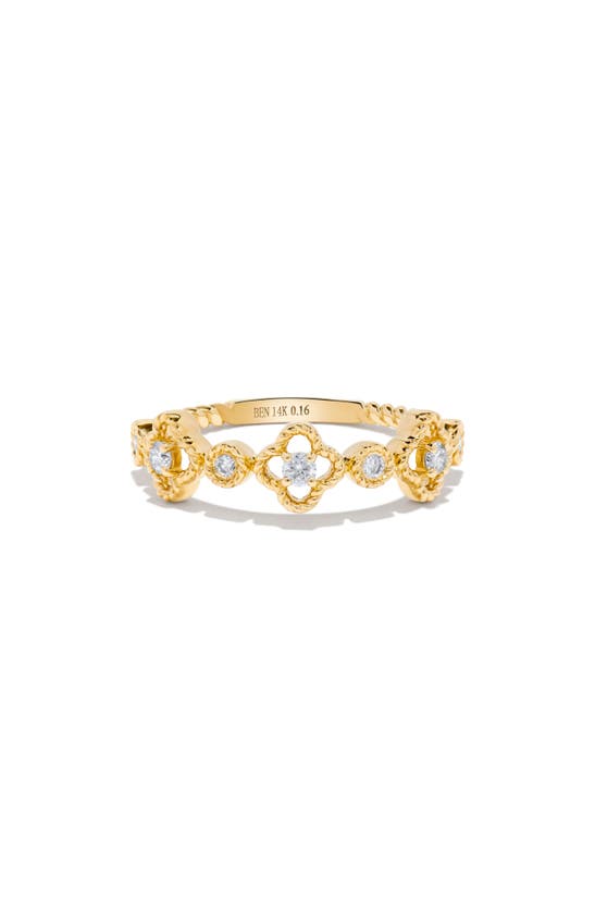 H.j. Namdar 14k Gold Diamond Clover Ring In 14k Yellow Gold
