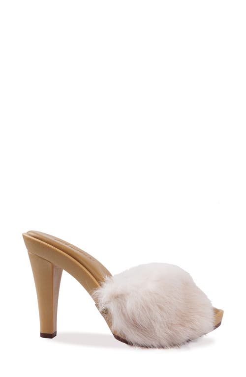 Shop Candies Candie's Celestine Faux Fur Side Sandal In White/beige