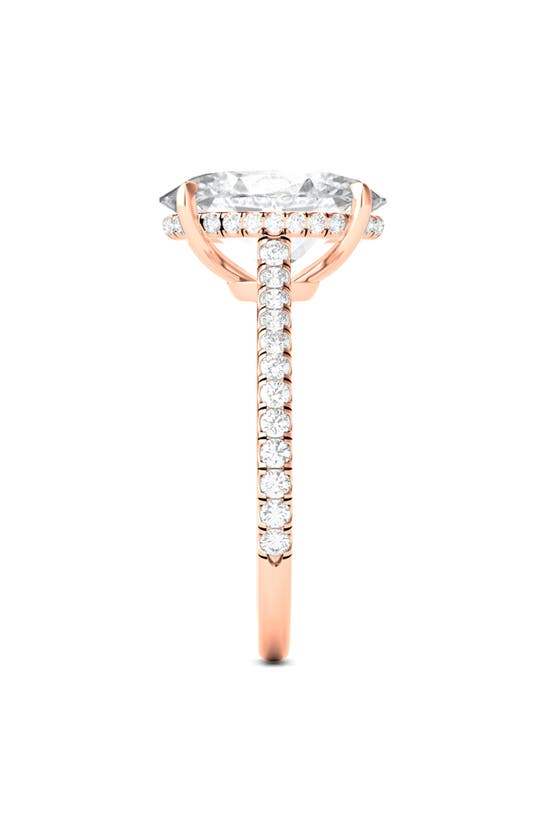 Shop Hautecarat 18k White Gold Oval Cut & Pavé Lab Created Diamond Ring In 18k Rose Gold