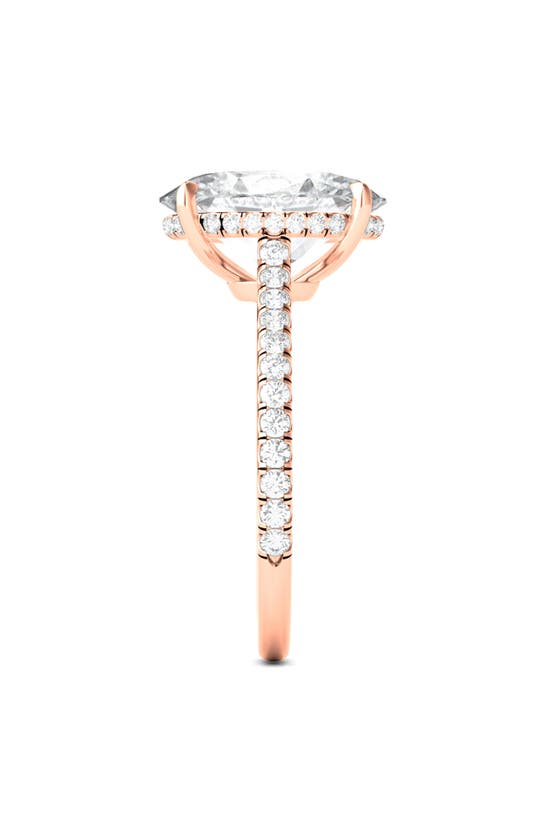 Hautecarat 18k White Gold Oval Cut & Pavé Lab Created Diamond Ring In 18k Rose Gold