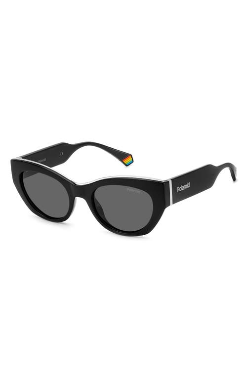 Shop Polaroid 50mm Polarized Cat Eye Sunglasses In Black/gray Polarized