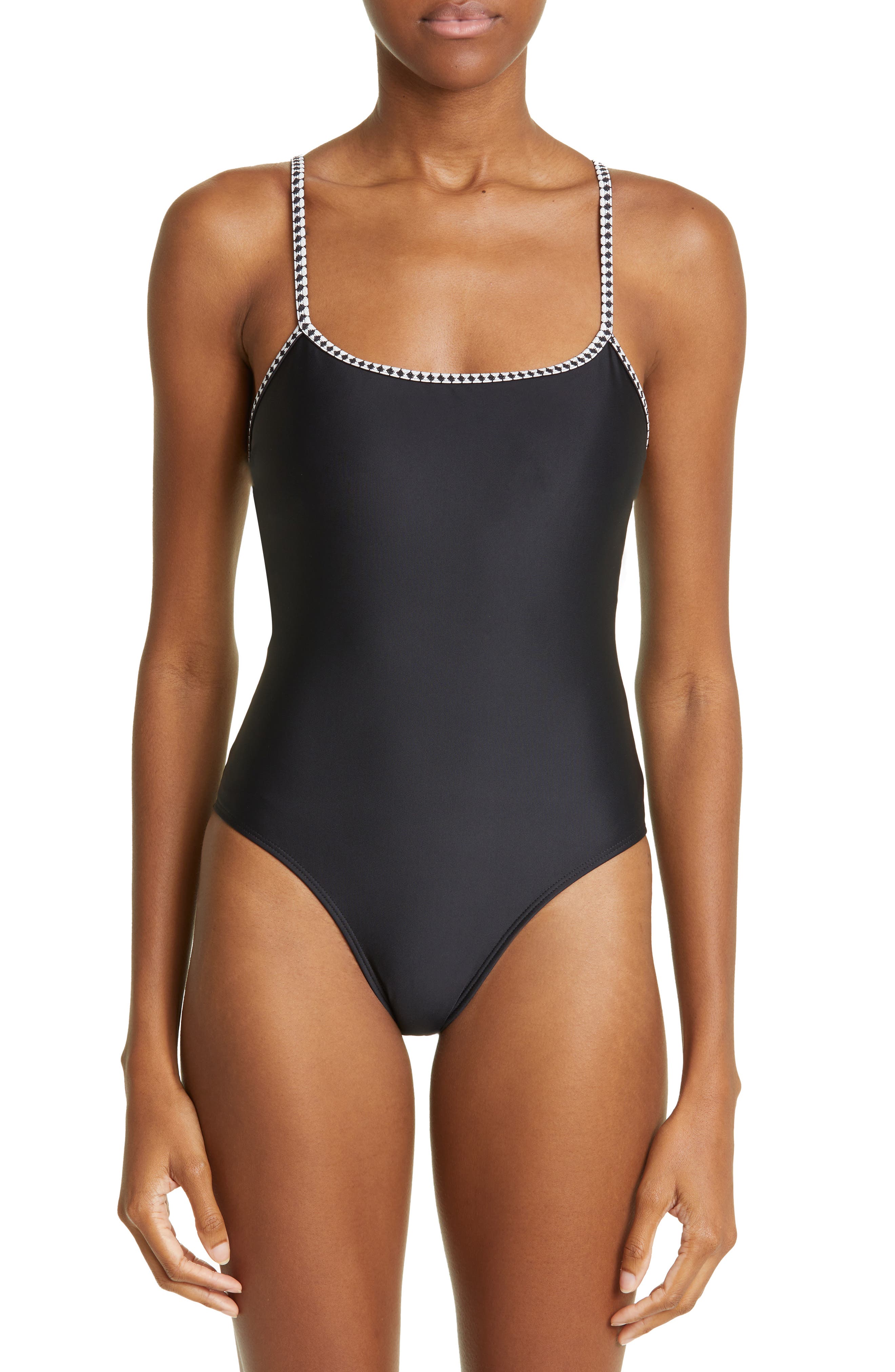 nordstrom black one piece swimsuit