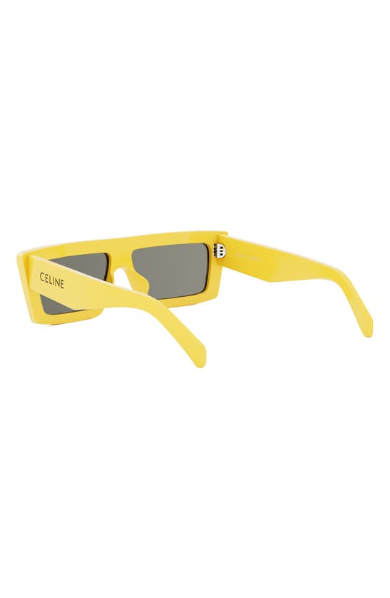Shop Celine Monochroms 57mm Rectangular Sunglasses In Shiny Yellow / Smoke