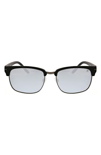 Hurley Retro 56mm Polarized Square Sunglasses In Black