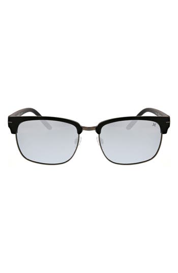Hurley Retro 56mm Polarized Square Sunglasses In Black