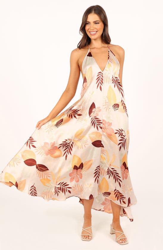 Shop Petal And Pup Petal & Pup Rita Tropical Print Asymmetric Dress In Ivory Multi