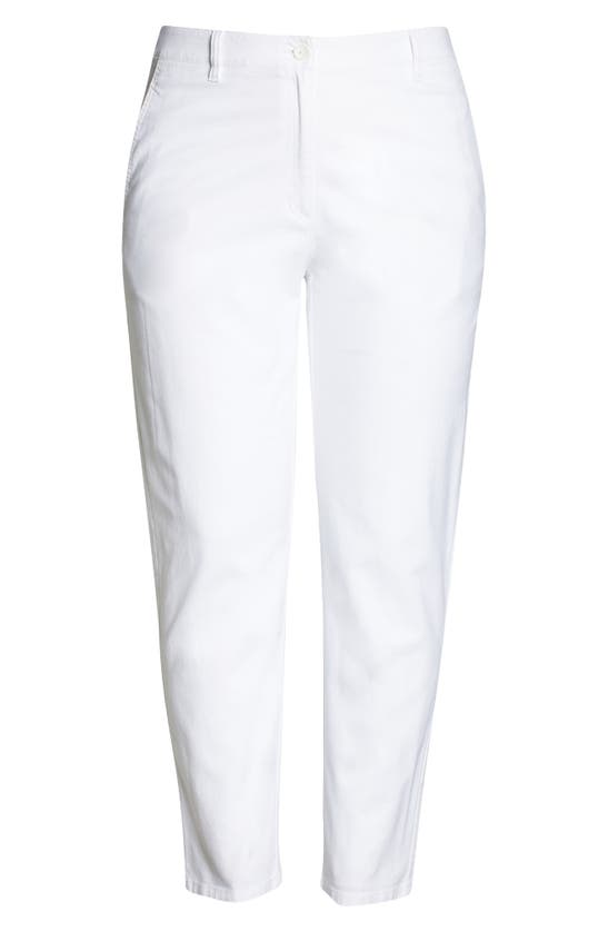 Shop Eileen Fisher Organic Cotton Blend Tapered Ankle Pants In White