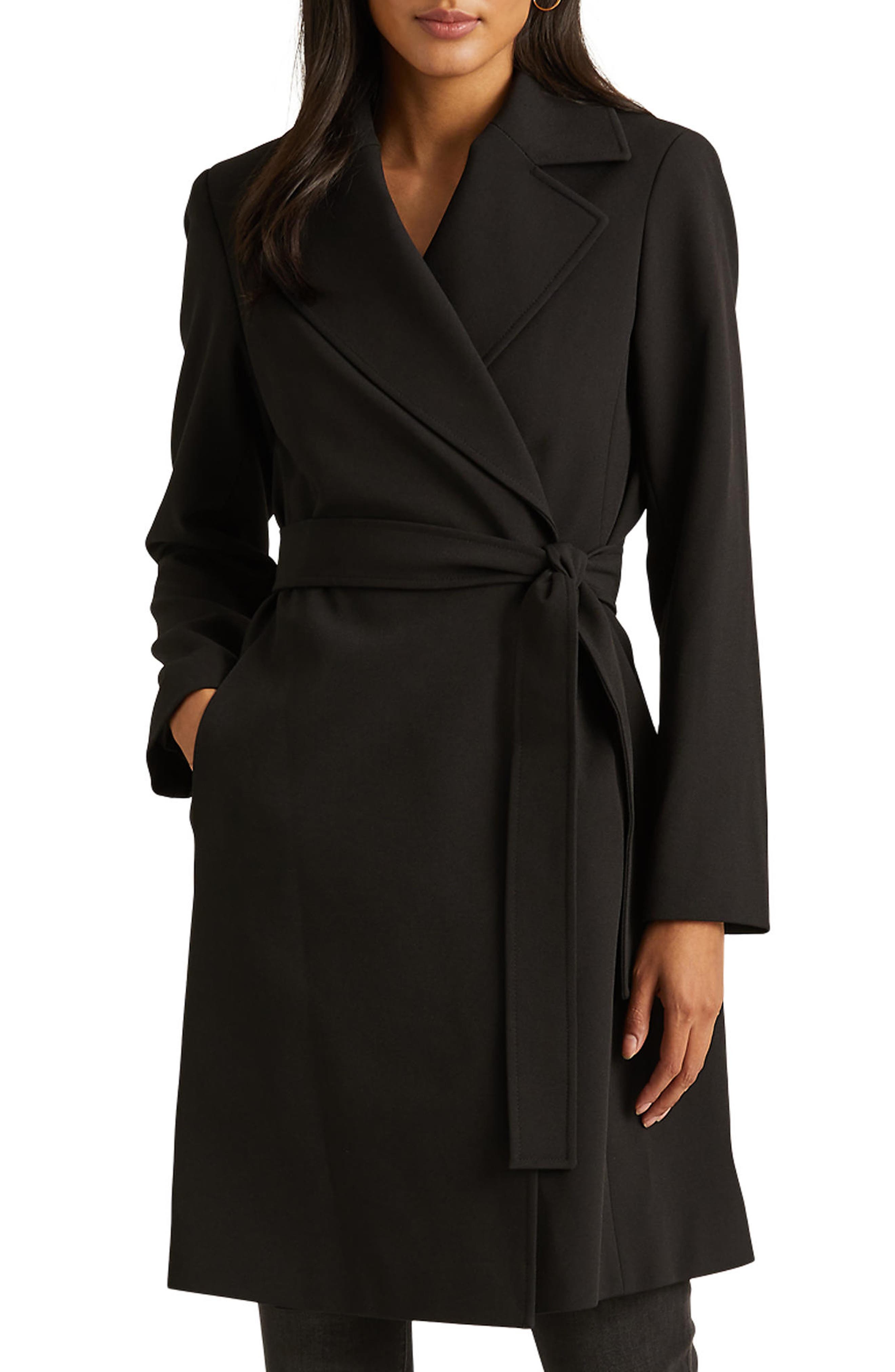 ralph lauren crepe wrap coat