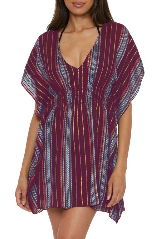 Becca Radiance Woven Cover-up Tunic In Aubergine Multi