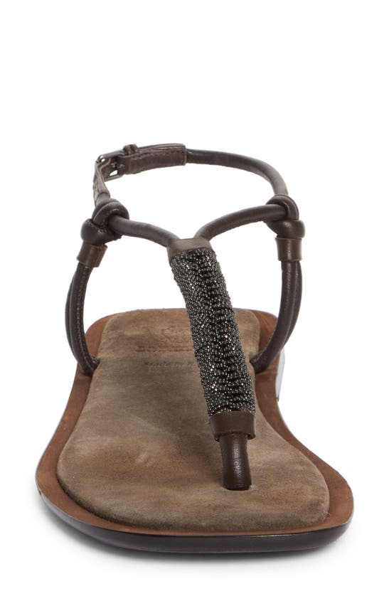 Brunello Cucinelli Woman Thong Sandal Dark Brown Size 8 Leather In Brown