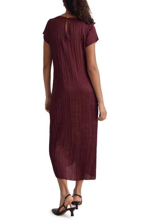 Madewell Plissé Midi Dress In Mulberry Wine