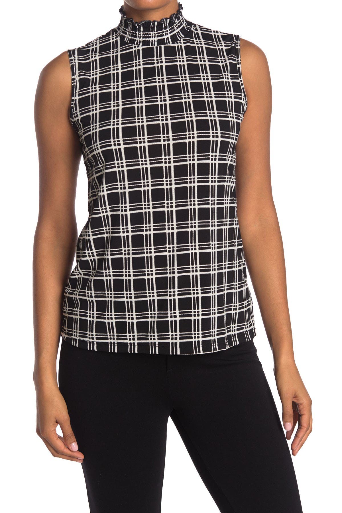 mock neck sleeveless top