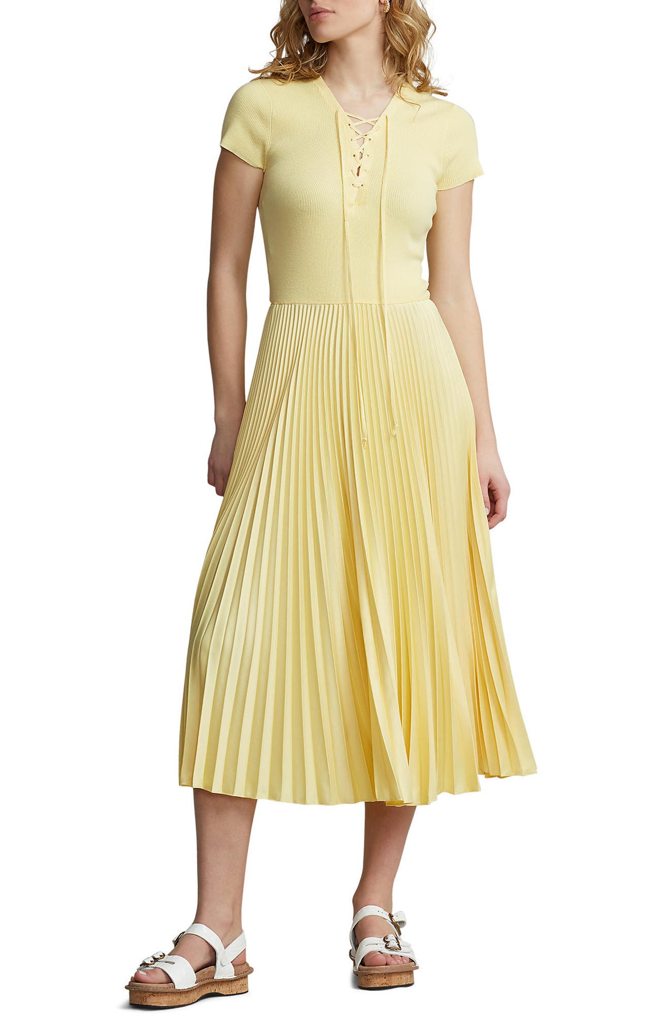 ralph lauren yellow midi dress