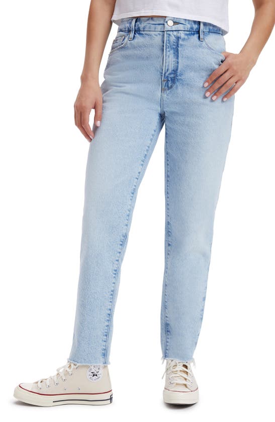 Good American High Waist Raw Hem Slim Jeans In Indigo248