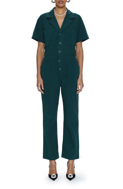 Women's Short-Sleeve Coverall Jumpsuit