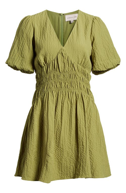 Shop Adelyn Rae Shirred Waist Minidress In Lime