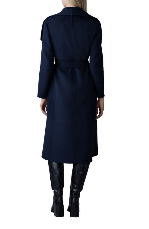 Shop Mackage Mai Wool Long Wrap Coat In Navy