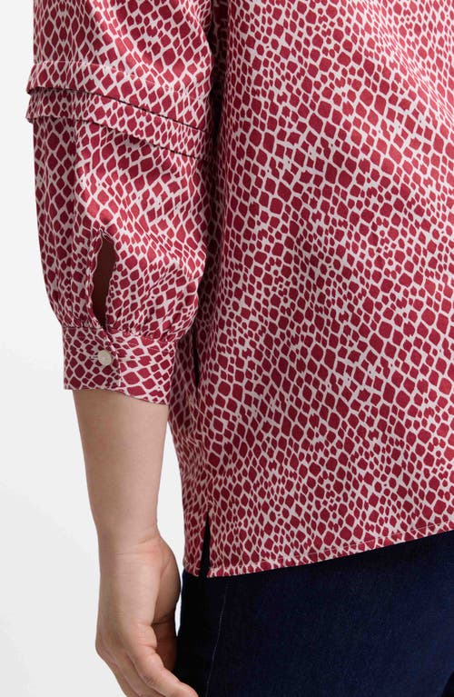 Foxcroft Frankie Abstract Print Cotton Sateen Popover Top In Red