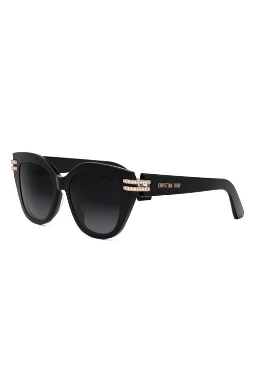 Shop Dior C 53mm Butterfly Sunglasses In Shiny Black/gradient Smoke