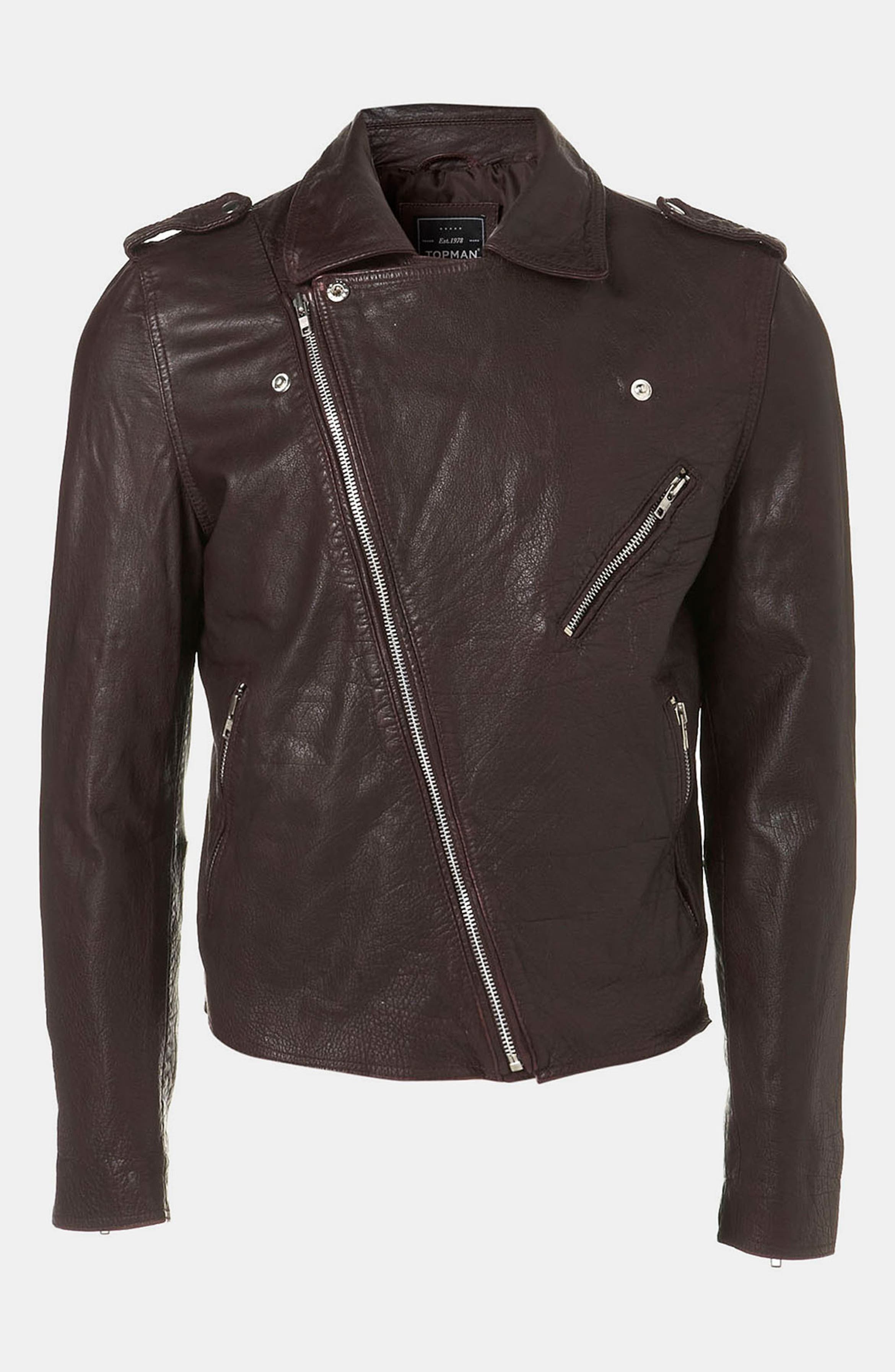 Topman 'Riva' Leather Biker Jacket | Nordstrom