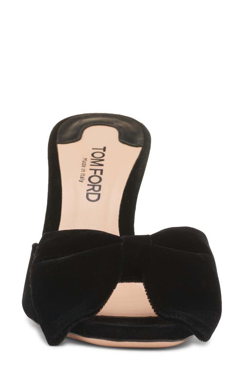 Shop Tom Ford Brigitte Bow Slide Sandal In Black Velvet