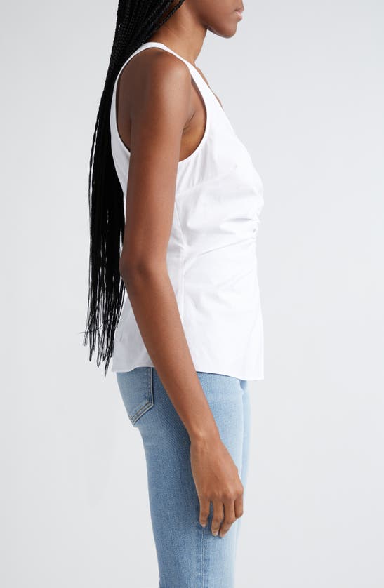 Shop Veronica Beard Oya Center Ruched Stretch Cotton Top In White